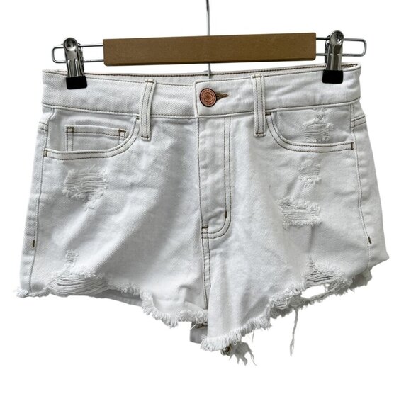 SO Super High-Rise Cut Off Short Distressed Embroider Rainbow Pocket White 7/28W - Picture 2 of 13